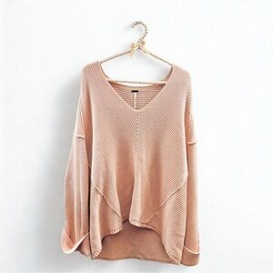 Free People V-Neck Ribbed Sweater - Cream